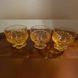 Vintage 1970s Tiffin Franciscan Madeira Cornsilk Yellow Glass Drinkware 3 Pieces